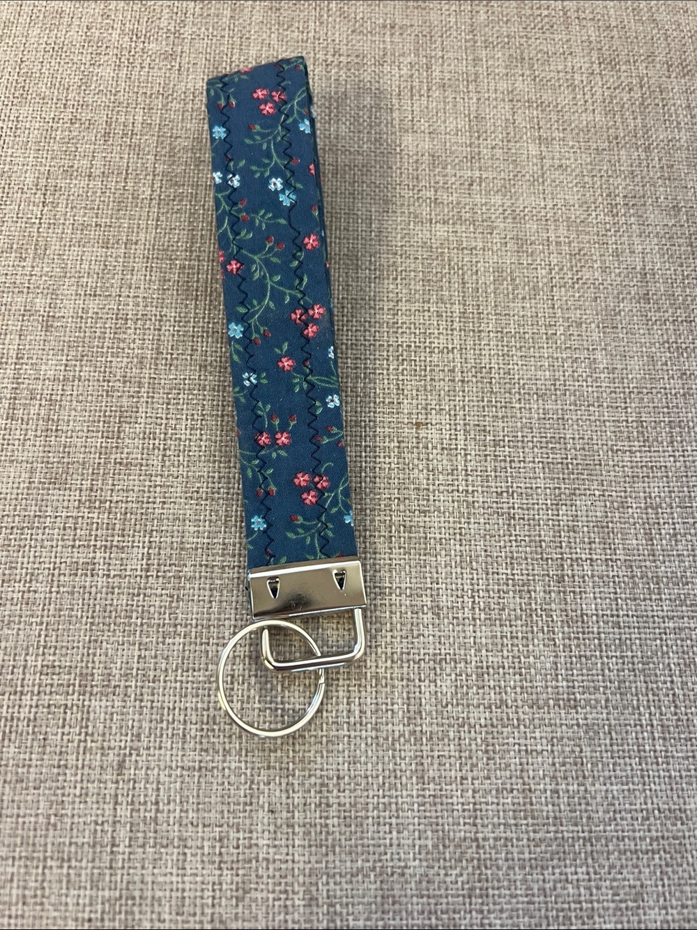 Floral Navy Wristlet Key Fob